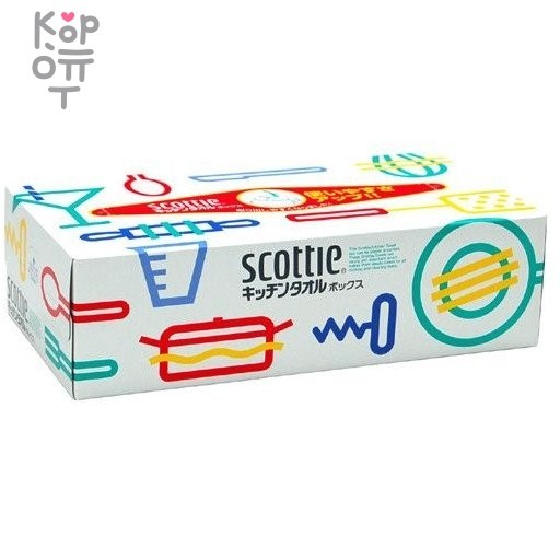 Scottie - Бумажные кухонные полотенца в коробке двухслойные 75шт., купить с доставкой на дом фото 1 &mdash; Корейские товары для всей семьи(КорОпт)