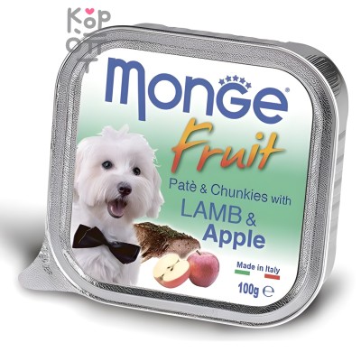 Monge Dog Fruit консервы для собак ягненок с яблоком 100 г