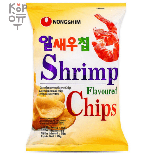 Чипсы NongShim Shrimp Flavoured Chips "Нонг Шим" со вкусом креветки 75гр., 20 упаковок в коробке фото 1 &mdash; Корейские товары для всей семьи(КорОпт)