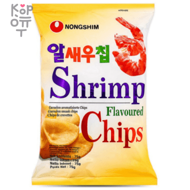 Чипсы NongShim Shrimp Flavoured Chips &quot;Нонг Шим&quot; со вкусом креветки 75гр., 20 упаковок в коробке — Корейские товары для всей семьи(КорОпт)