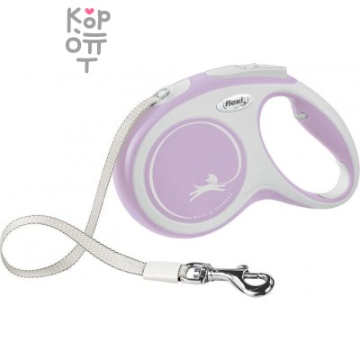 flexi рулетка NEW LINE Comfort M (до 25 кг) лента 5 м серый/розовый