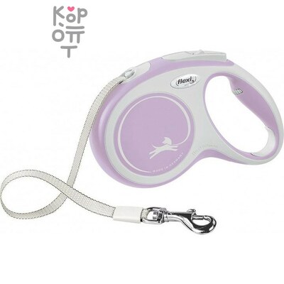 flexi рулетка NEW LINE Comfort M (до 25 кг) лента 5 м серый/розовый