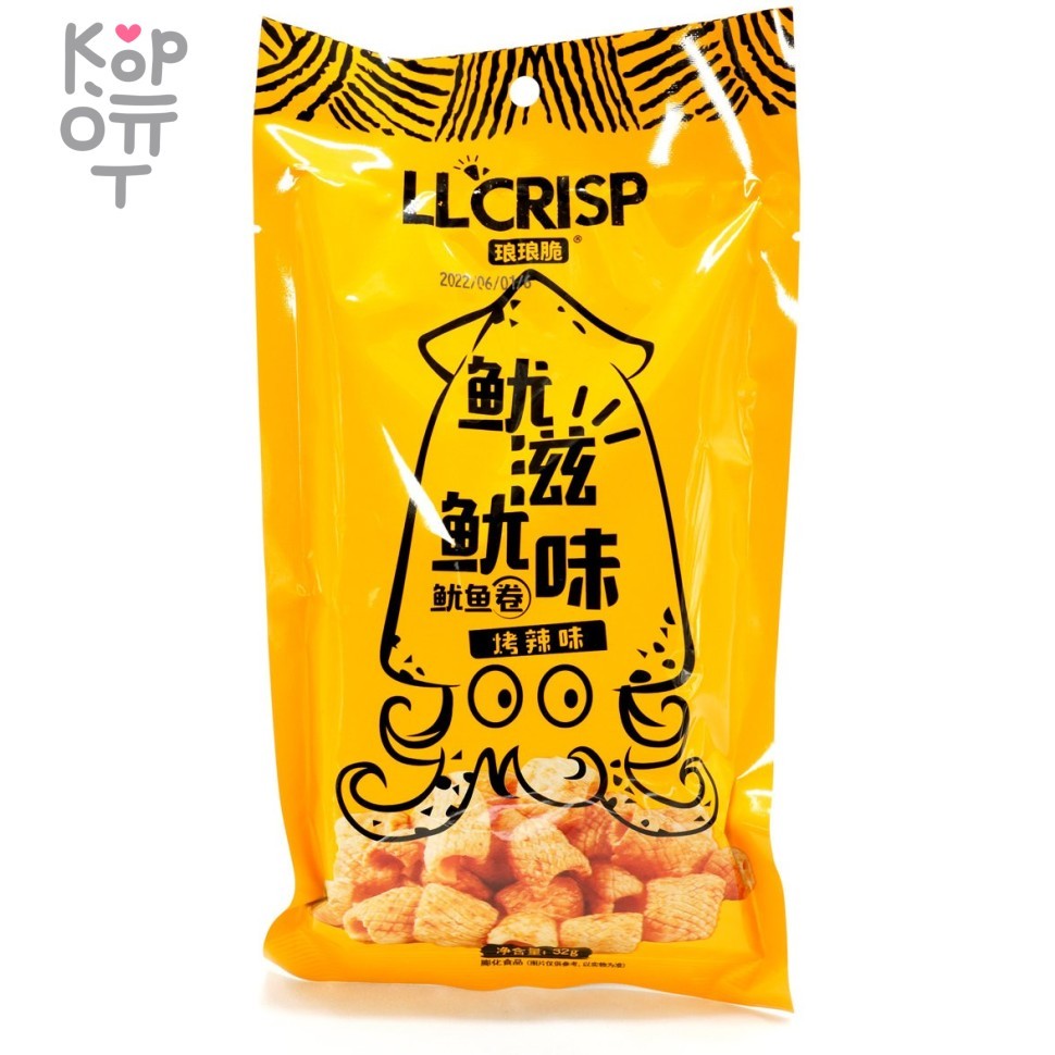 Чипсы Taste Division Squid Chips - Жареный хрустящий ролл со вкусом Кальмара, 32гр., купить с доставкой на дом фото 1 — Корейские товары для всей семьи(КорОпт)