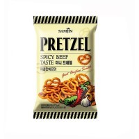 Samjin Pretzel Spice Beef Taste - Претцели со вкусом острой говядины, 85гр., 24 упаковки в коробке
