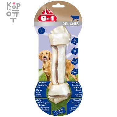 8in1 DELIGHTS Beef L косточка с говядиной для крупных собак 21 см &mdash; Корейские товары для всей семьи(КорОпт)