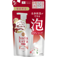 LION Hadakara Body Soap Foam Floral Bouquet Fragrance - Увлажняющая пенка для тела с увеличенным пенообразованием и ароматом цветочного букета