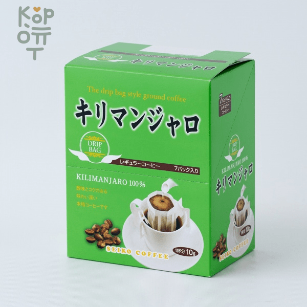Кофе молотый Seiko Coffee Drip coffee Kilimanjaro blend - Дрип-бэг Килиманджаро 7шт.*10гр. в упаковке, купить с доставкой на дом фото 1 — Корейские товары для всей семьи(КорОпт)