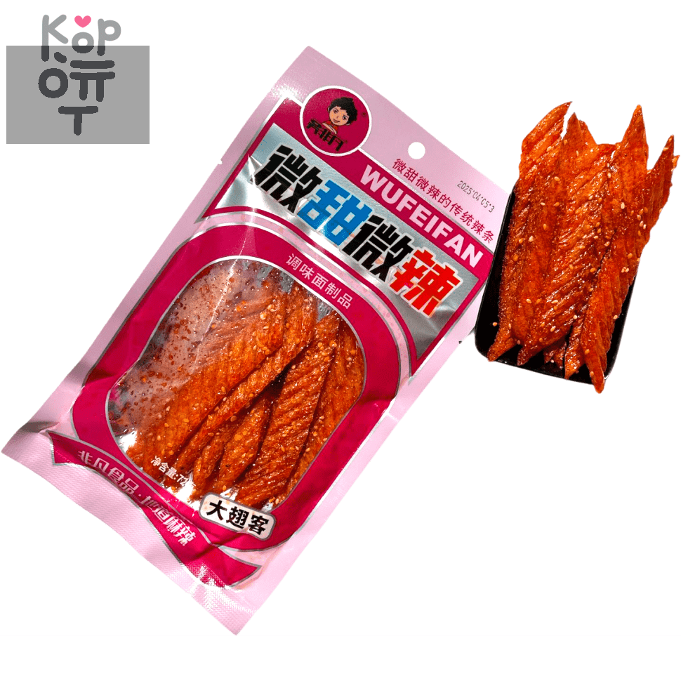 Снэк Wufeifan Foods - Слегка сладкий и слегка пряный снек, большие крылья, 72гр., купить с доставкой на дом фото 1 &mdash; Корейские товары для всей семьи(КорОпт)