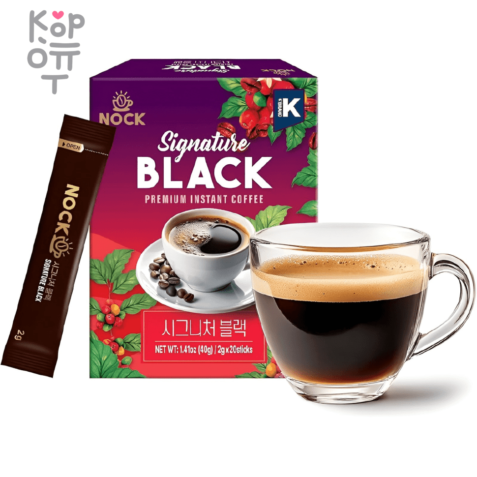 Nokchawon Signature Black Instant Coffee - Кофе+Сахар+заменитель сухого молока 2гр., купить с доставкой на дом фото 1 &mdash; Корейские товары для всей семьи(КорОпт)