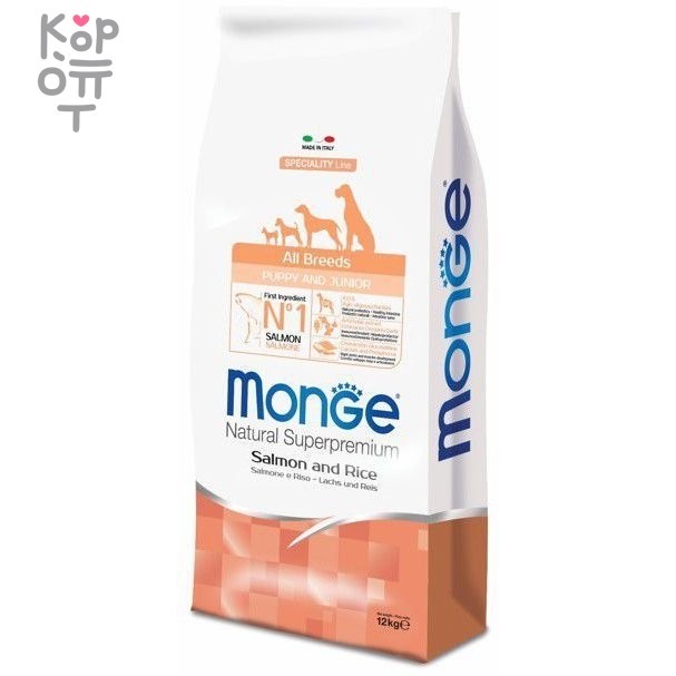 Monge Dog Speciality Puppy&Junior корм для щенков всех пород лосось с рисом 12 кг, купить с доставкой на дом фото 1 — Корейские товары для всей семьи(КорОпт)
