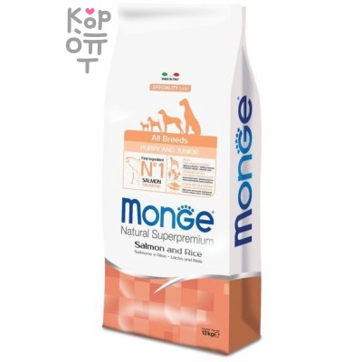 Monge Dog Speciality Puppy&amp;Junior корм для щенков всех пород лосось с рисом 12 кг