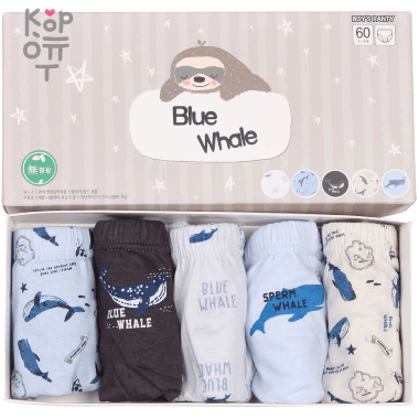 V KIDS Трусы - плавки для мальчиков Blue Whale, упаковка 5шт., Ю.Корея. — Корейские товары для всей семьи(КорОпт)