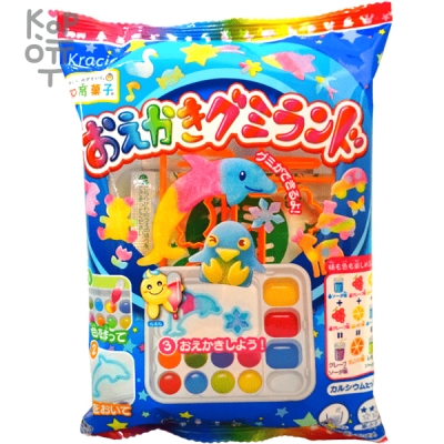 Kracie Poppin Cookin Oekaki Gummi Land - Набор для создания жевательных конфет Разноцветный Жевательный Мир.