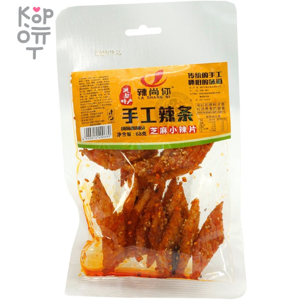 Снэк La Shang Ni Foods - Острые полоски с кунжутом, 68гр., купить с доставкой на дом фото 1 &mdash; Корейские товары для всей семьи(КорОпт)