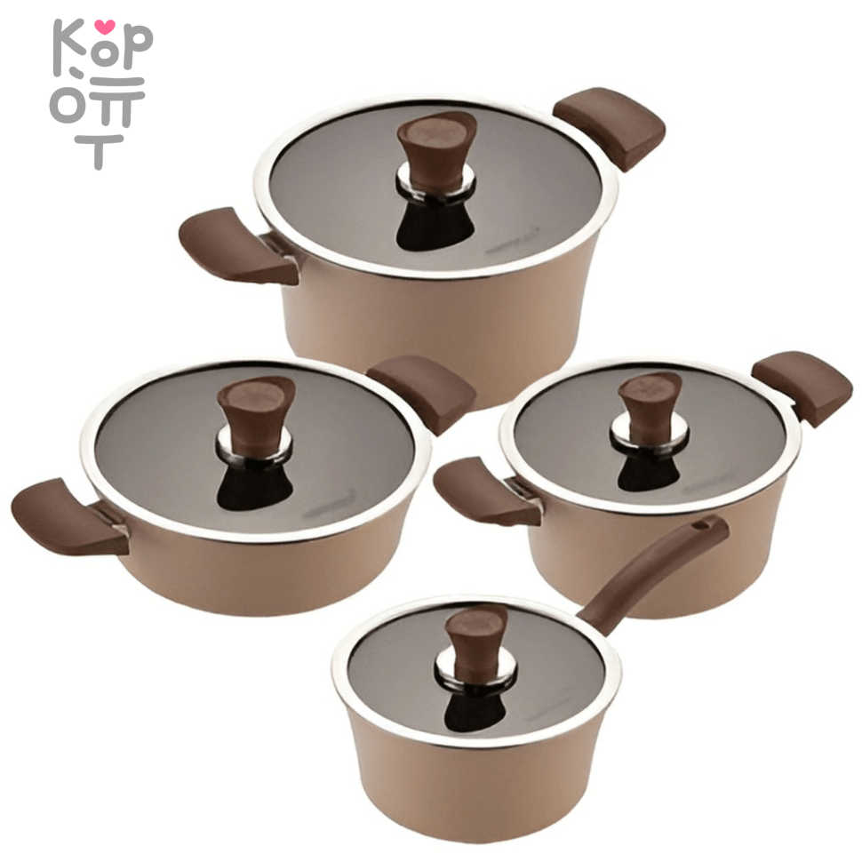 Кастрюля с крышкой IH HappyCall Eden Pot с двумя ручками, миндально-бежевый цвет, купить с доставкой на дом фото 1 &mdash; Корейские товары для всей семьи(КорОпт)