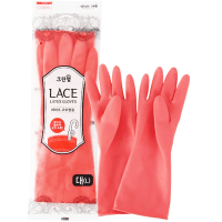 Clean Wrap Lace Late Glove - Перчатки из натурального латекса с внутренним покрытием, укороченные, с крючками для сушки, коралловые.