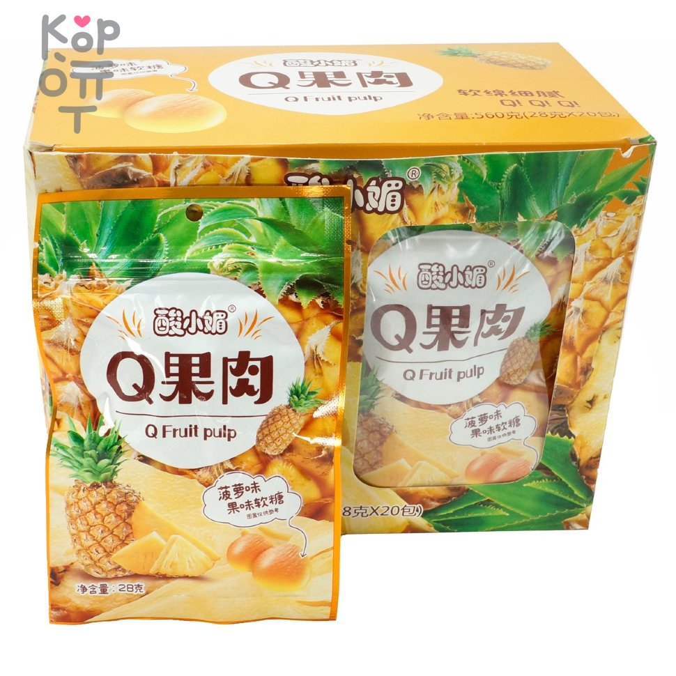 Жевательные конфеты Dongxu Fruit Pulp Фруктовая помадка со вкусом Ананаса  по цене 40 руб. в интернет магазине Корейские товары для всей семьи(КорОпт)