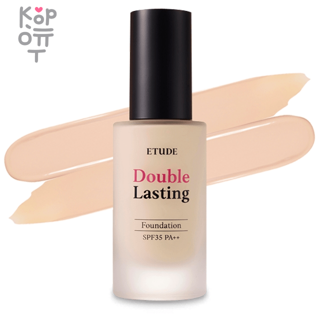 Etude Foundation Double Lasting SPF35 PA++ - Тональная основа стойкая для лица 30гр., купить с доставкой на дом Тональная основа с сильным сцеплением, покрытием и мягким, но матовым финишем Система Double Fix предотвращает слипание масла, а также засорение пор и придание блеска, сохраняя макияж свежим 24 часа.