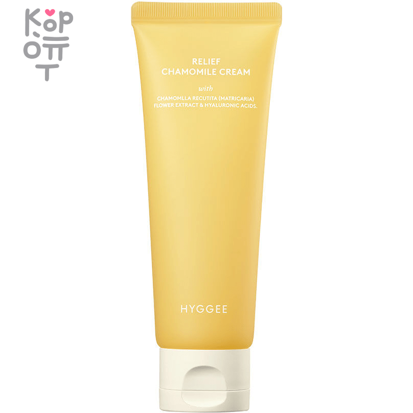 HYGGEE  Relief Chamomile Cream - Крем для чувствительной кожи с Ромашкой 85мл., купить с доставкой на дом фото 1 &mdash; Корейские товары для всей семьи(КорОпт)