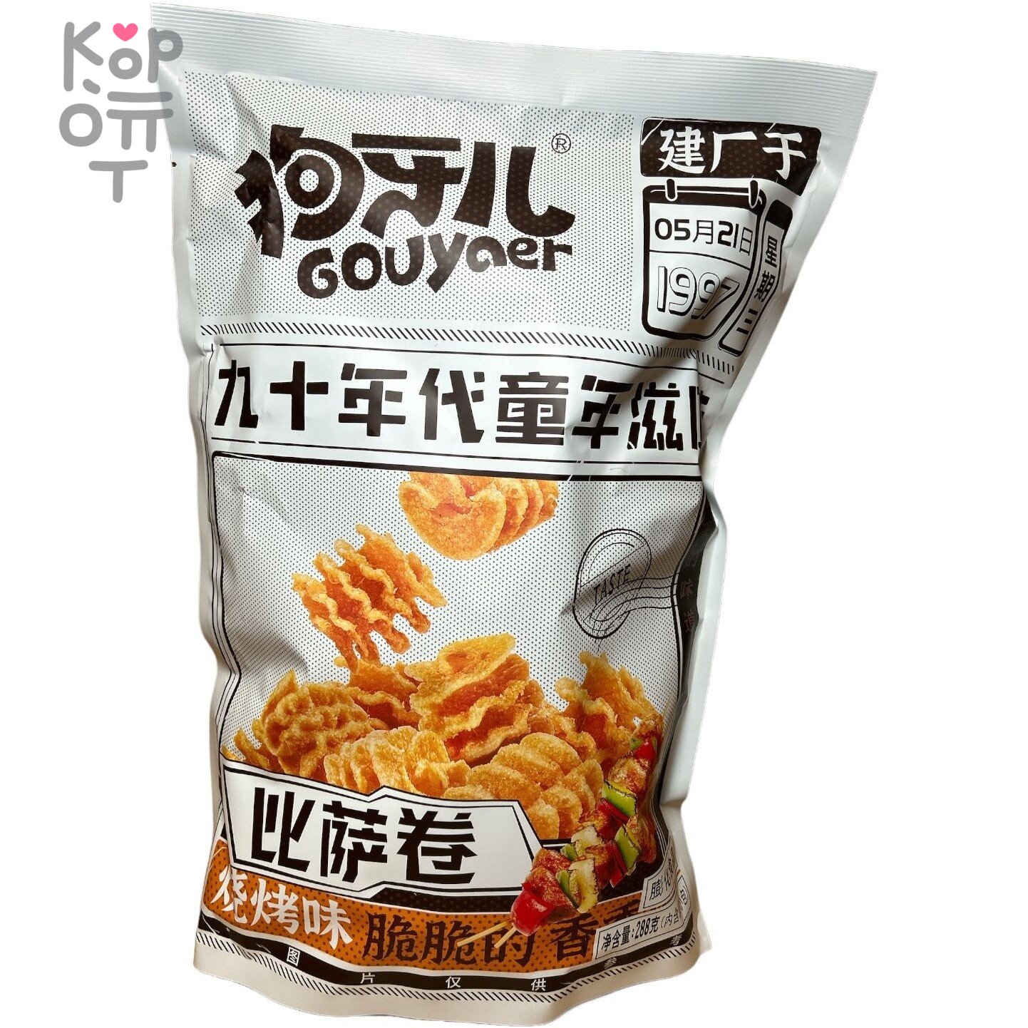 GOUYAer Pizza Rolls Чипсы Пицца Ролл Спайси рифленые со вкусом шашлыка, 288гр., купить с доставкой на дом фото 1 &mdash; Корейские товары для всей семьи(КорОпт)