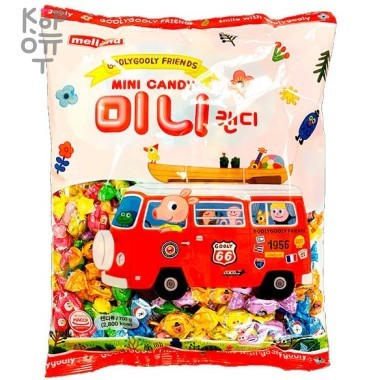 Карамель Goolygooly Friends mini candy (со вкусом клубники, лимона, апельсина, винограда, вишни, дыни, колы) 700гр. — Корейские товары для всей семьи(КорОпт)