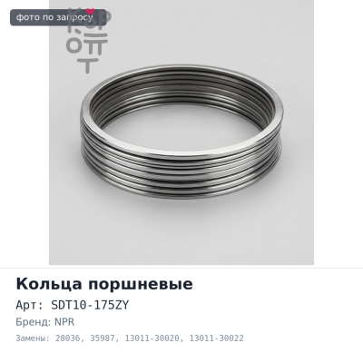 Кольца поршневые 1KD SDT10-175ZY / 28036 / 35987 STD 13011-30020 / 13011-30022 / 13011-30040 / 13011-30050 / 13011-30051 NPR Аналог