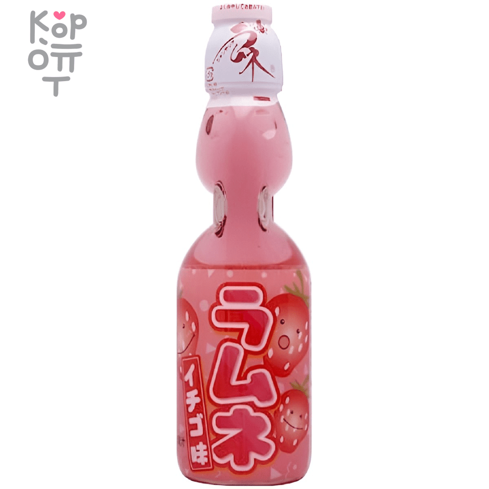 Напиток безалкогольный газированный Hata Kosen Strawberry Ramune - Рамуне со вкусом Клубники, 200мл., купить с доставкой на дом фото 1 &mdash; Корейские товары для всей семьи(КорОпт)