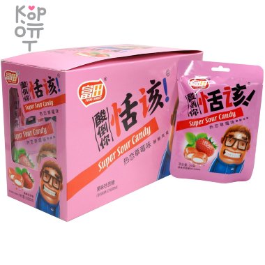 Кислая сэндвич карамель Food Sweet Super Sour Candy - Зубы свело со вкусом Клубники &mdash; Корейские товары для всей семьи(КорОпт)