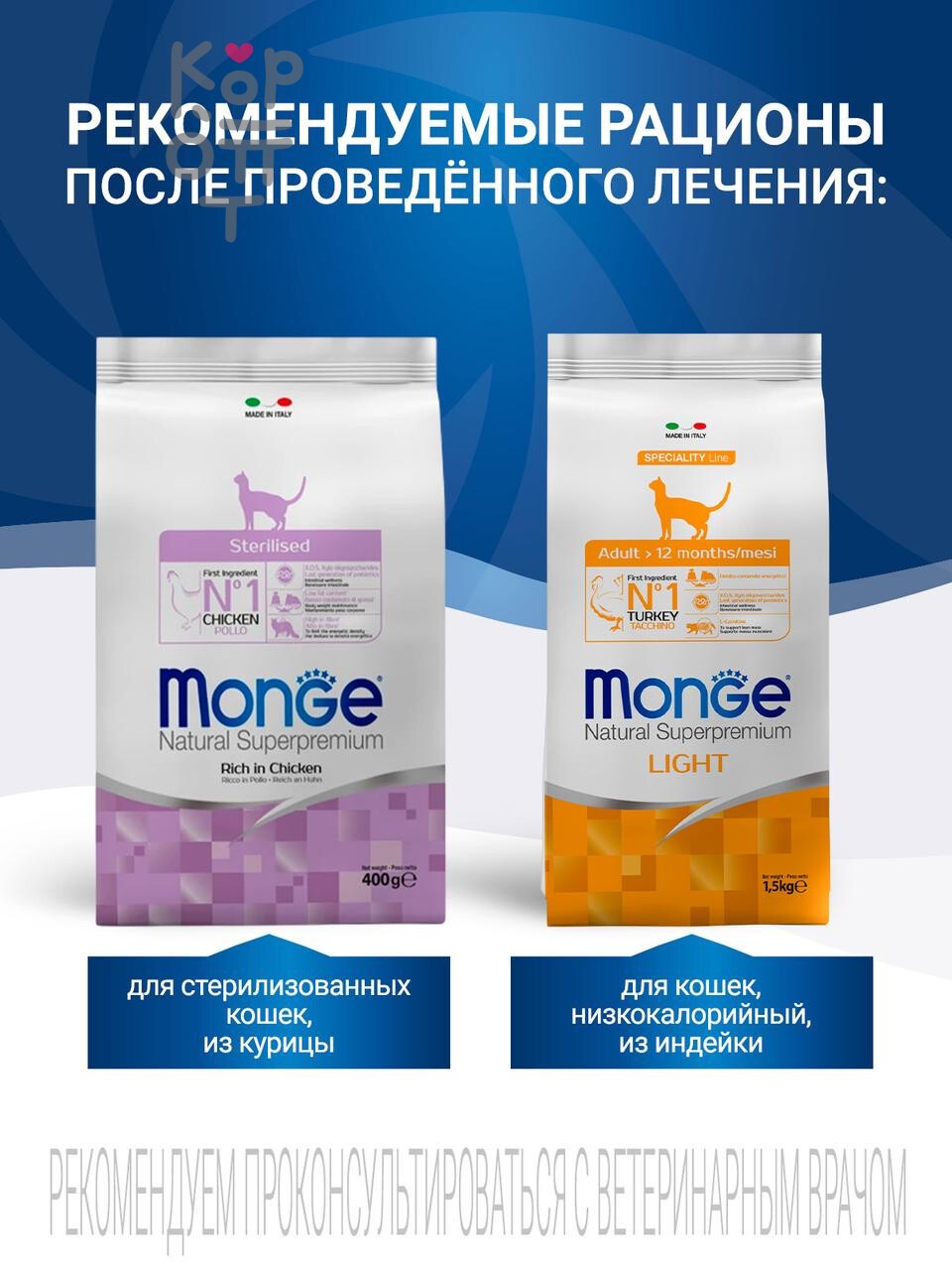 Диетический корм Monge VetSolution Cat Renal Ренал для кошек при ХПН