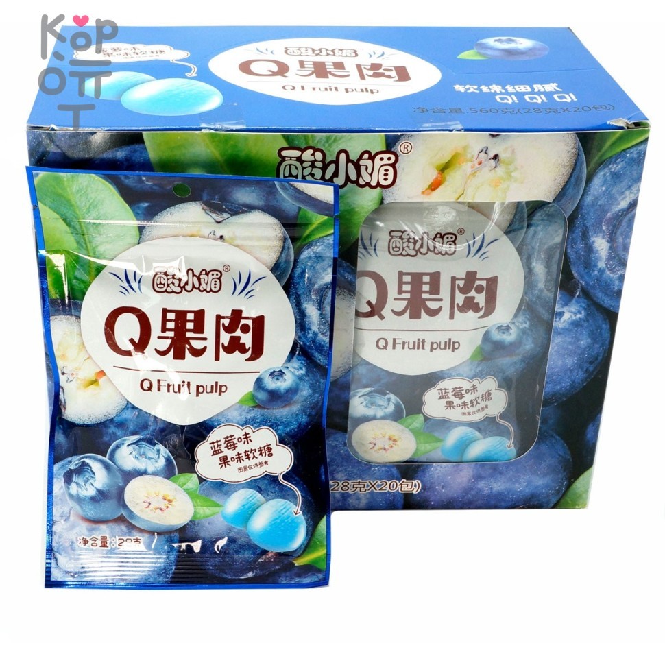 Жевательные конфеты Dongxu Fruit Pulp Фруктовая помадка со вкусом Голубики, купить с доставкой на дом фото 1 — Корейские товары для всей семьи(КорОпт)