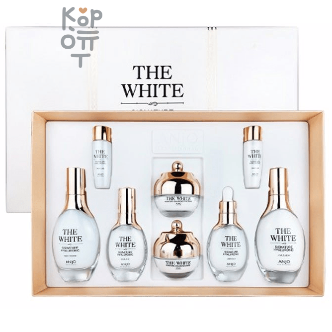 ANJO The White Signature Hyaluronic Skin Care 6 Set - Отбеливающий набор с Гиалуроновой Кислотой.
