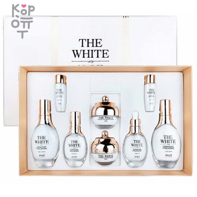 ANJO The White Signature Hyaluronic Skin Care 6 Set - Отбеливающий набор с Гиалуроновой Кислотой., купить с доставкой на дом фото 1 — Корейские товары для всей семьи(КорОпт)