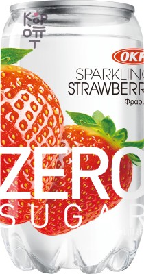 OKF Sparkling Zero Sugar Strawberry - Газированный освежающий напиток без сахара, со вкусом клубники 350мл.