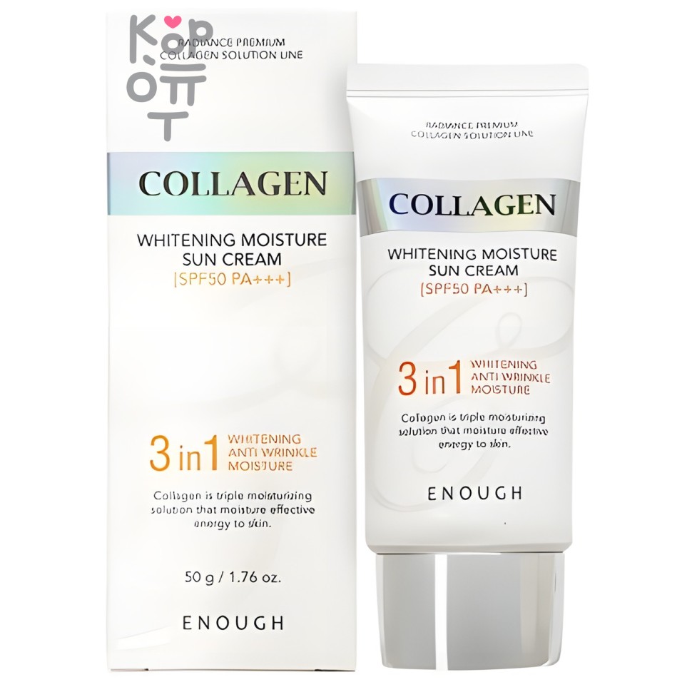 Enough Whitening Collagen Moisture Sun Cream SPF50 PA+++ Отбеливающий солнцезащитный крем с коллагеном, 50мл.
