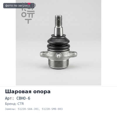 Шаровая опора CBHO-6 51220-S0A-J01, 51220-SM0-003 Accord CB7, CE9 нижняя CTR