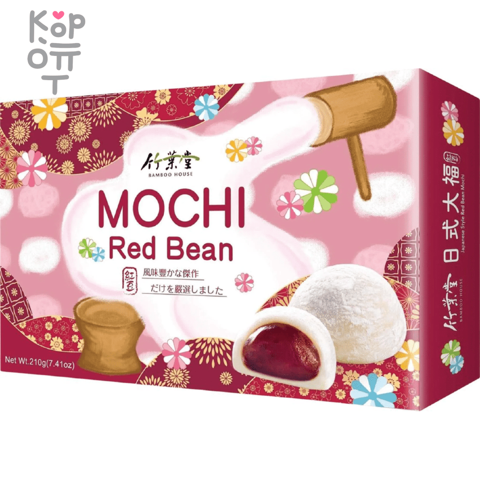 Bamboo House Japanese Rice Cake Red Bean  - Японское рисовое пирожное Моти "Красная фасоль" 6шт., 210гр. 