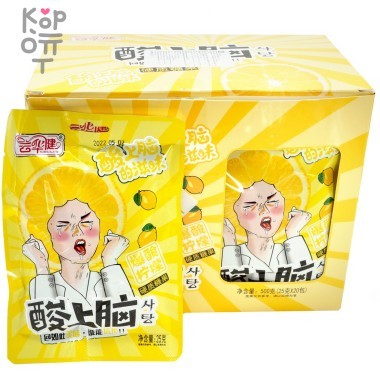 Кислая леденцовая карамель Yunhu Delicious со вкусом АДского Лимона &mdash; Корейские товары для всей семьи(КорОпт)