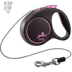 flexi рулетка Black Design XS (до 8 кг) 3 м трос черный/розовый