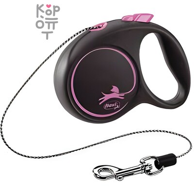 flexi рулетка Black Design XS (до 8 кг) 3 м трос черный/розовый