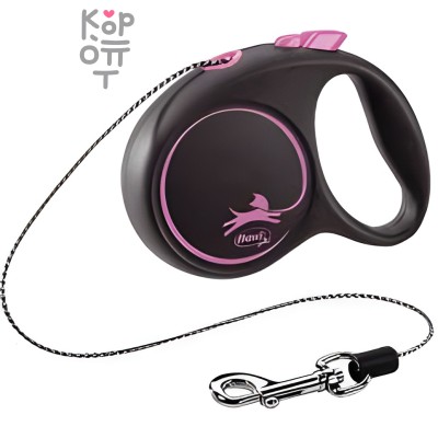 flexi рулетка Black Design XS (до 8кг.) 3 м трос черный/розовый