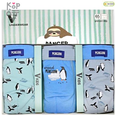 VKIDS Трусы-боксеры для мальчиков Penguin Boys, упаковка 3шт., Ю.Корея.      — Корейские товары для всей семьи(КорОпт)