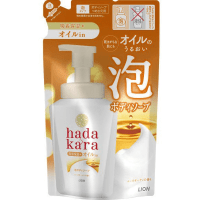 LION Hadakara Body Soap Foam Scent of Rose Garden - Экстра Увлажняющая пенка для тела с ароматом розового сада
