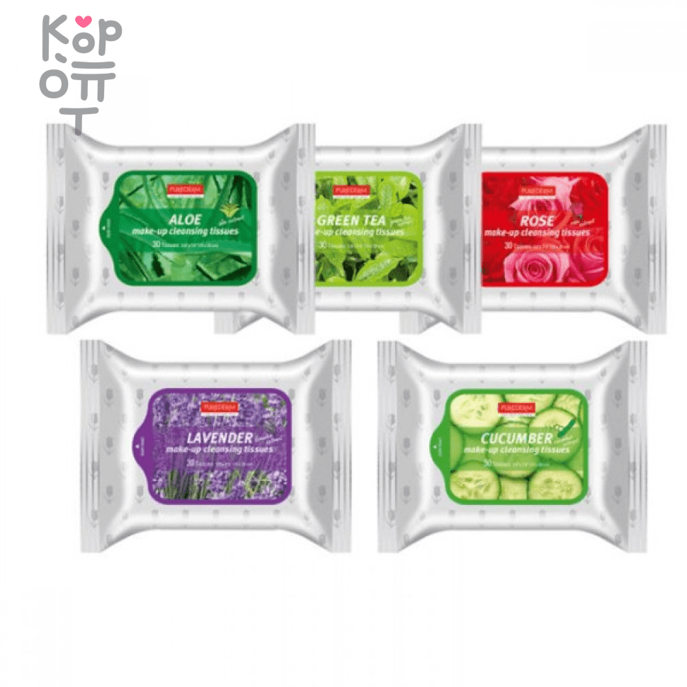 Purederm Make-up Cleansing Tissues - Очищающие салфетки для снятия макияжа 30шт., купить с доставкой на дом фото 1 — Корейские товары для всей семьи(КорОпт)