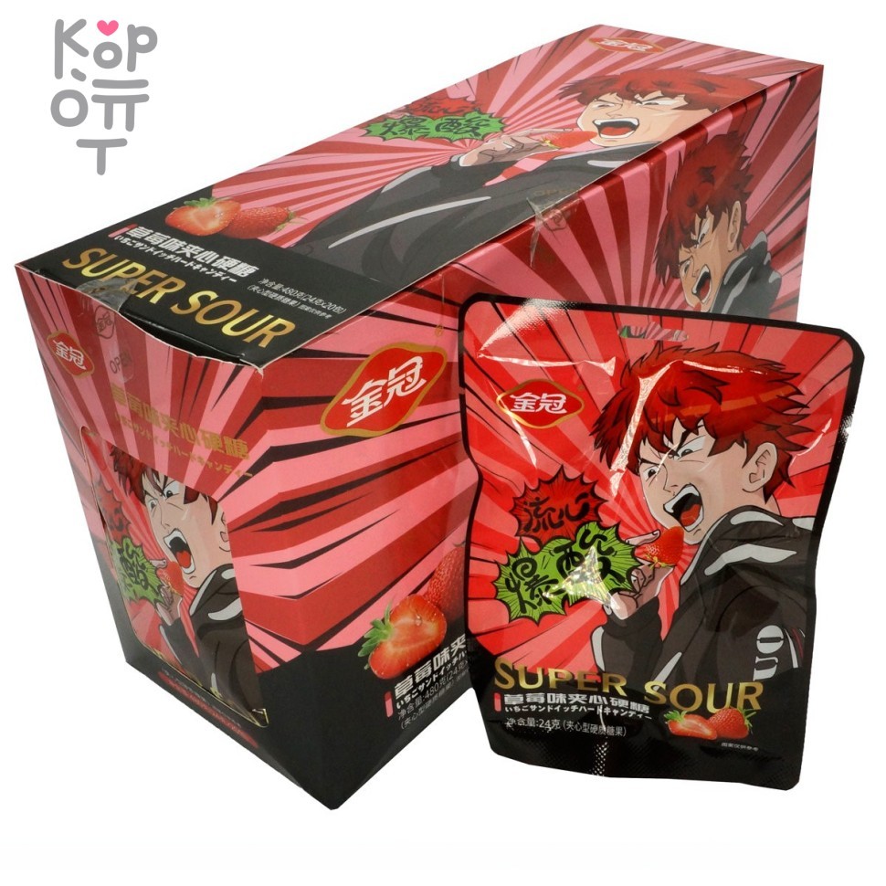 Конфеты Супер Кислые Golden Crown сэндвич со вкусом клубники, купить с доставкой на дом фото 1 &mdash; Корейские товары для всей семьи(КорОпт)