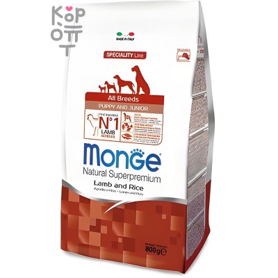 Monge Dog Speciality Puppy&amp;Junior - Корм для щенков всех пород ягненок с рисом, 800 г