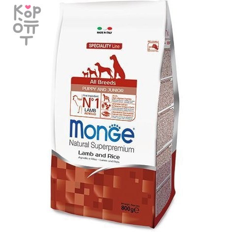 Monge Dog Speciality Puppy&Junior корм для щенков всех пород ягненок с рисом 800г