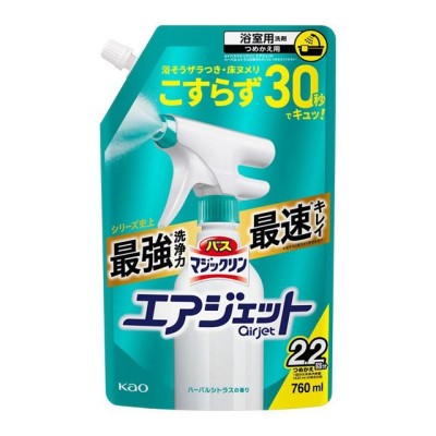KAO Пенящееся чистящее и дезодорирующее средство для ванной "MagicClean Airjet" (быстрого действия, аромат трав и цитрусов), мягкая упаковка с крышкой
