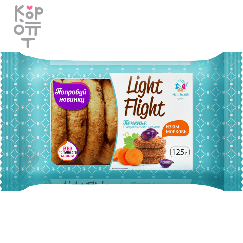 Печенье сдобное Sladial Light Flight морковь-изюм 125гр. по цене 85 руб. в  интернет магазине Корейские товары для всей семьи(КорОпт)