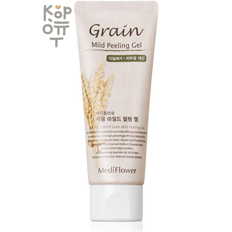 Medi Flower Gel Peeling Grain Mild - Гель пилинг для лица гипоаллергенный со злаками 100 мл