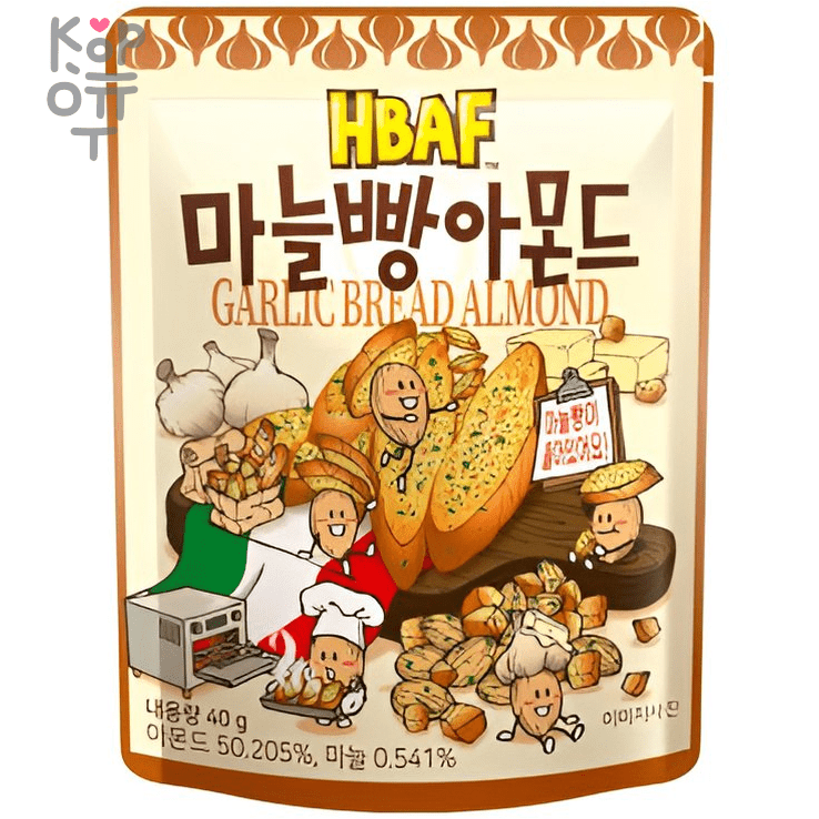 Hbaf Garlic Bread Almond - Миндаль с чесночными сухариками., купить с доставкой на дом фото 1 — Корейские товары для всей семьи(КорОпт)
